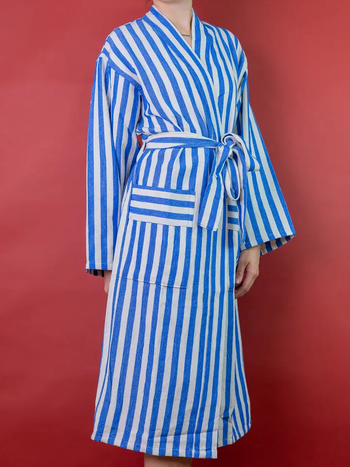 Naomi Blue Striped Bathrobe