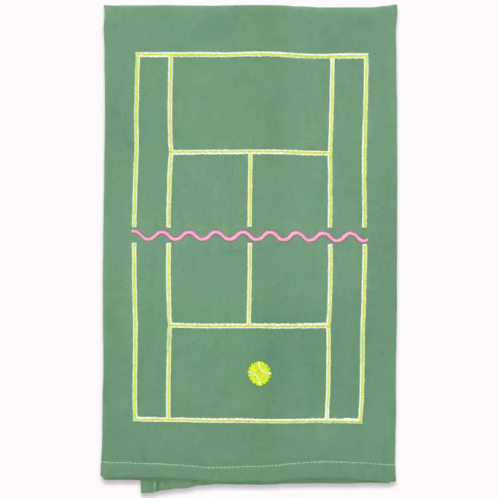 Tennis Embroidered Tea Towel