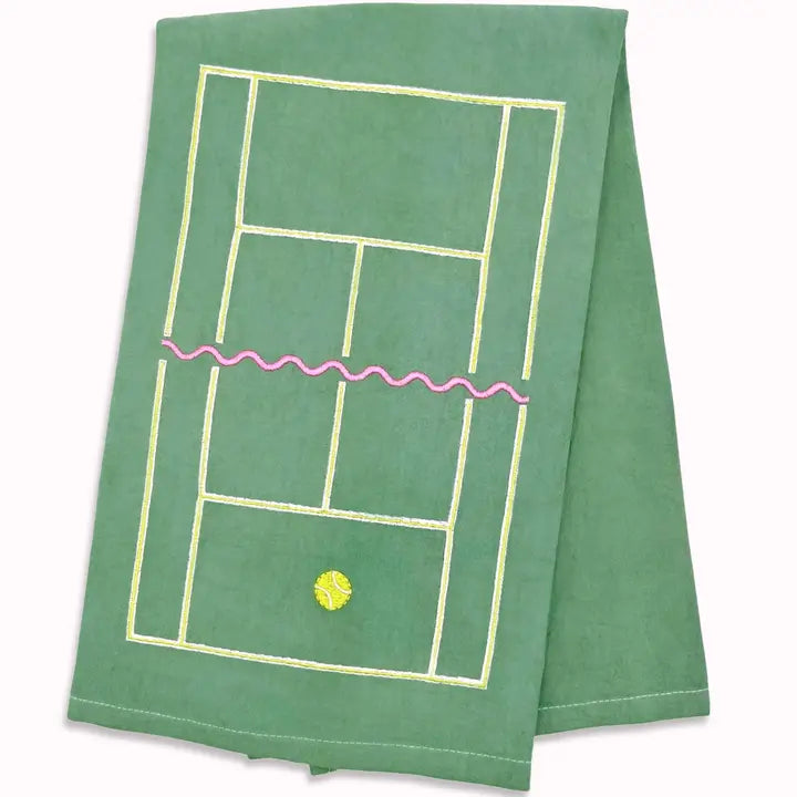 Tennis Embroidered Tea Towel